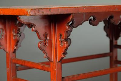 Japanese Negoro Lacquer and Wood Offering Stand
