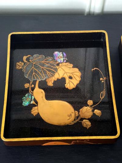 Japanese Rinpa Style Lacquer Ink Stone Box Suzuribako