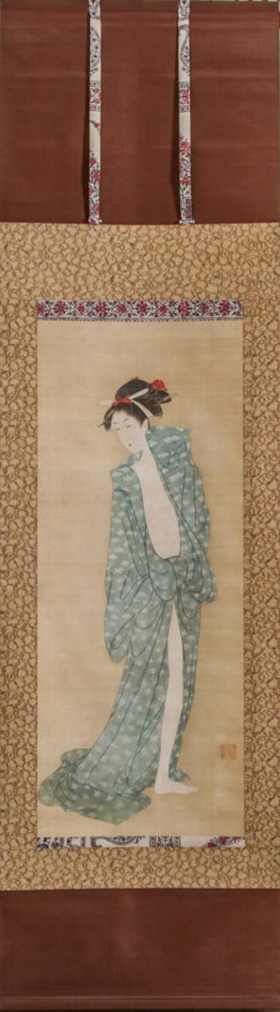 Japanese Scroll Bijin After The Bath In Summer
