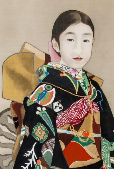 Japanese Scroll Oiran A Courtesan 