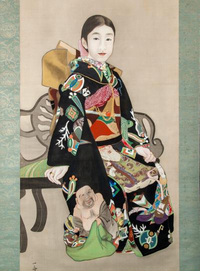 Japanese Scroll Oiran A Courtesan 