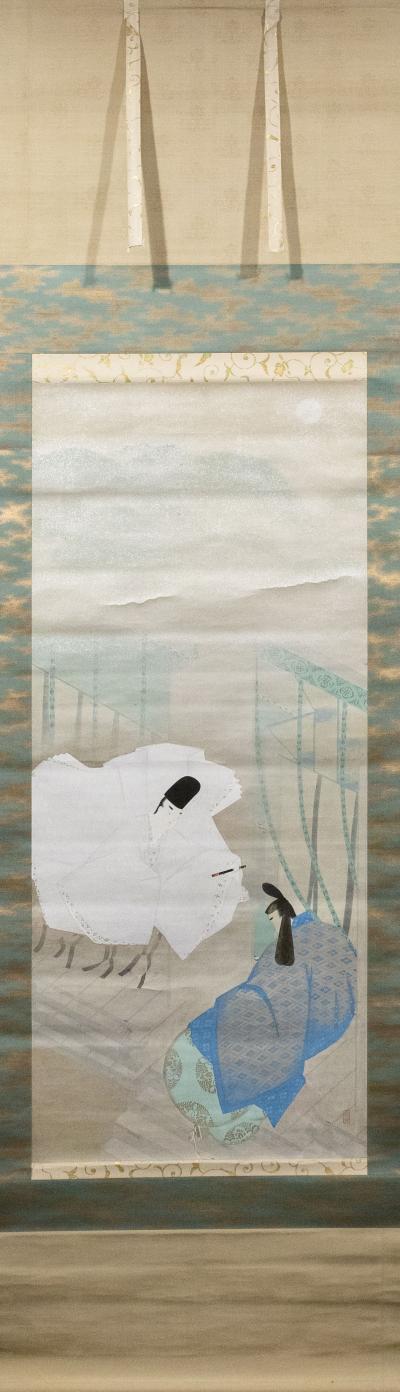 Japanese Scroll Scene From the Tale of Genji