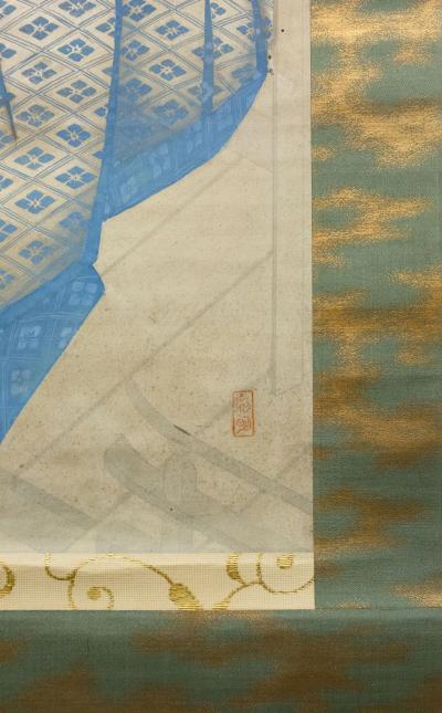 Japanese Scroll Scene From the Tale of Genji