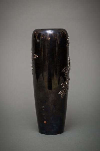 Japanese Shakudo Vase With Peonies