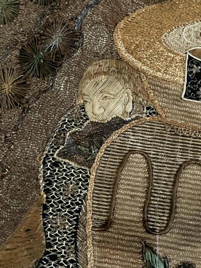 Japanese Silk Embroidery Tapestry Meiji Period