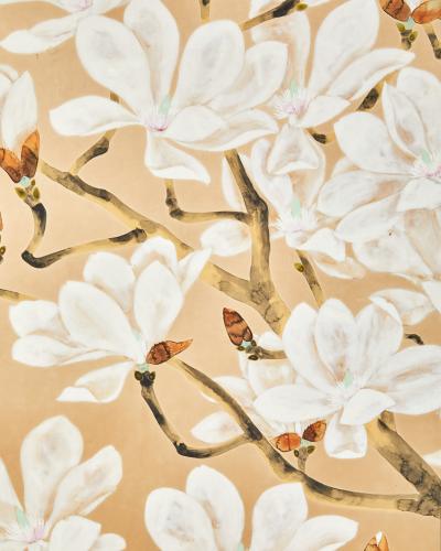 Japanese Single Panel Screen Blooming Magnolia Mokuren 