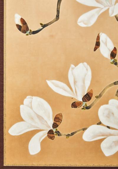 Japanese Single Panel Screen Blooming Magnolia Mokuren 