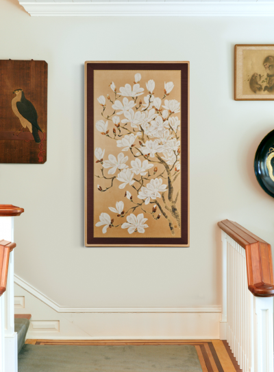 Japanese Single Panel Screen Blooming Magnolia Mokuren 