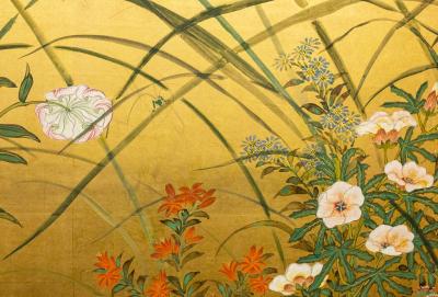 Japanese Six Panel Screen A Garden For All Seasons