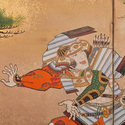 Japanese Six Panel Screen Battle of Uji Bridge Left Screen 