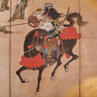 Japanese Six Panel Screen Battle of Uji Bridge Right Screen 