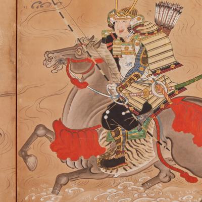 Japanese Six Panel Screen Battle of Uji Bridge Right Screen 