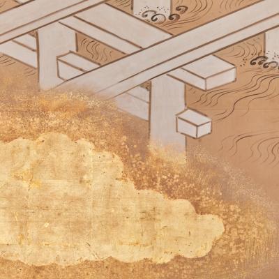 Japanese Six Panel Screen Battle of Uji Bridge Right Screen 