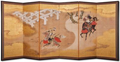 Japanese Six Panel Screen Battle of Uji Bridge Right Screen 