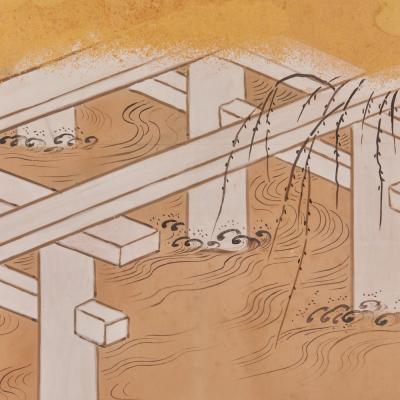 Japanese Six Panel Screen Battle of Uji Bridge Right Screen 