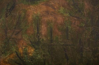 Japanese Six Panel Screen Buck and Doe in Pine Forest