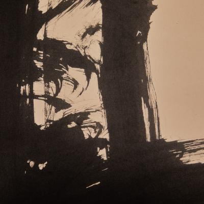 Japanese Six Panel Screen Calligraphy reads Flying Dragon