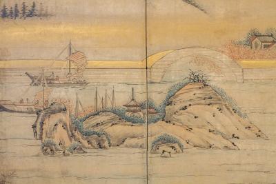 Japanese Six Panel Screen Chinese Coastal Landscape
