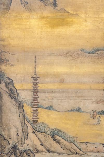 Japanese Six Panel Screen Chinese Coastal Landscape