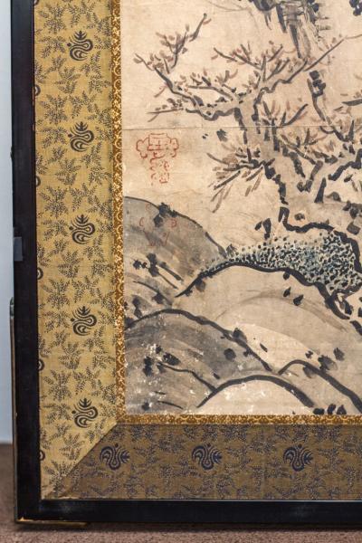 Japanese Six Panel Screen Chinese Coastal Landscape