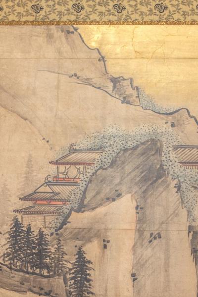 Japanese Six Panel Screen Chinese Coastal Landscape