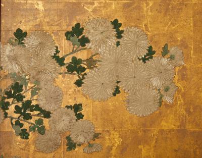 Japanese Six Panel Screen Chrysanthemums by Rivers Edge