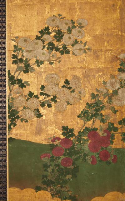 Japanese Six Panel Screen Chrysanthemums by Rivers Edge