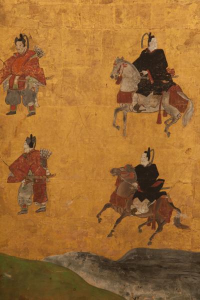 Japanese Six Panel Screen Courtiers Festival