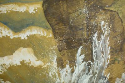 Japanese Six Panel Screen Craggy Coastal Landscape