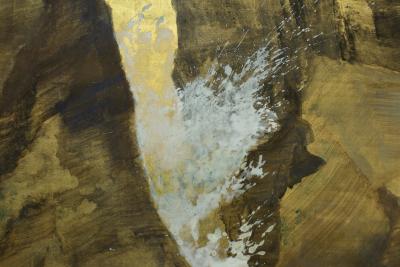 Japanese Six Panel Screen Craggy Coastal Landscape