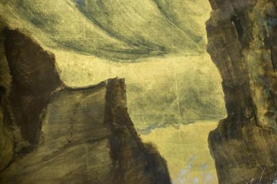 Japanese Six Panel Screen Craggy Coastal Landscape
