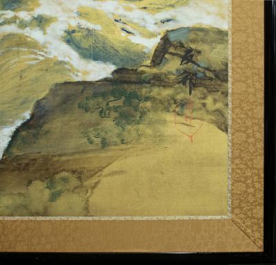Japanese Six Panel Screen Craggy Coastal Landscape