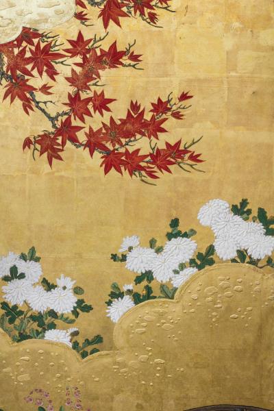 Japanese Six Panel Screen Fall Into Winter Landscape