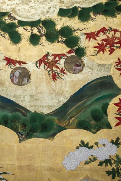 Japanese Six Panel Screen Fall Into Winter Landscape