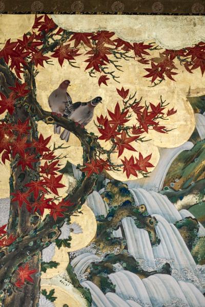 Japanese Six Panel Screen Fall Into Winter Landscape