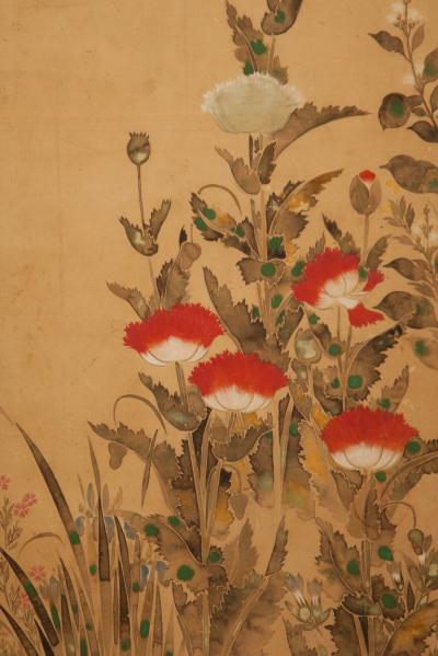 Japanese Six Panel Screen Flowering Plants