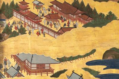 Japanese Six Panel Screen Genre Scene