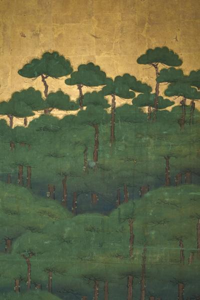 Japanese Six Panel Screen Hamamatsu Pine Tree Island