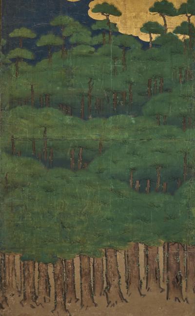 Japanese Six Panel Screen Hamamatsu Pine Tree Island
