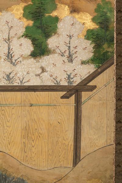 Japanese Six Panel Screen Hawk with Ancient Pine