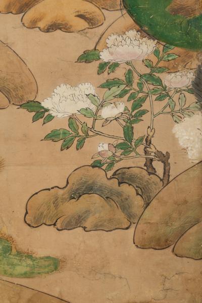 Japanese Six Panel Screen Hawk with Ancient Pine