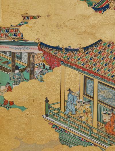 Japanese Six Panel Screen Hina matsuri Doll Festival Screen 