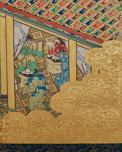 Japanese Six Panel Screen Hina matsuri Doll Festival Screen 