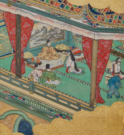 Japanese Six Panel Screen Hina matsuri Doll Festival Screen 