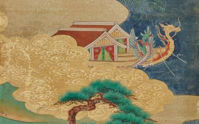 Japanese Six Panel Screen Hina matsuri Doll Festival Screen 