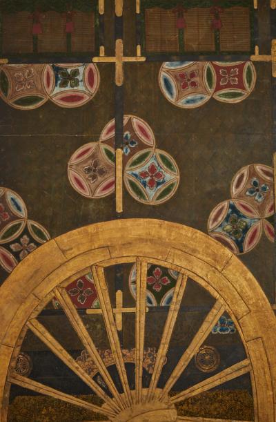Japanese Six Panel Screen Imperial Cart Gosho guruma 