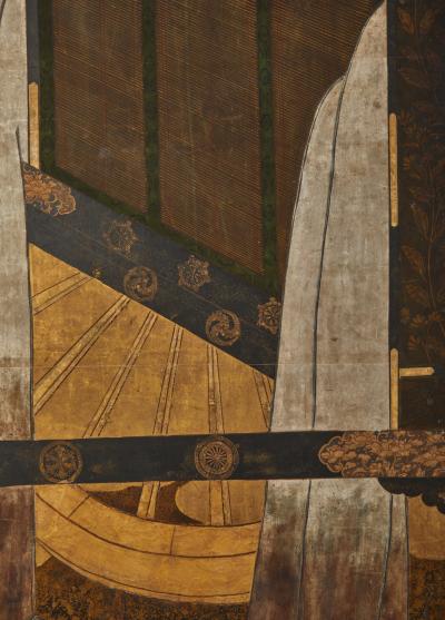 Japanese Six Panel Screen Imperial Cart Gosho guruma 
