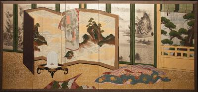 Japanese Six Panel Screen Inside the Imperial Household