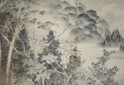 Japanese Six Panel Screen Into the Woods