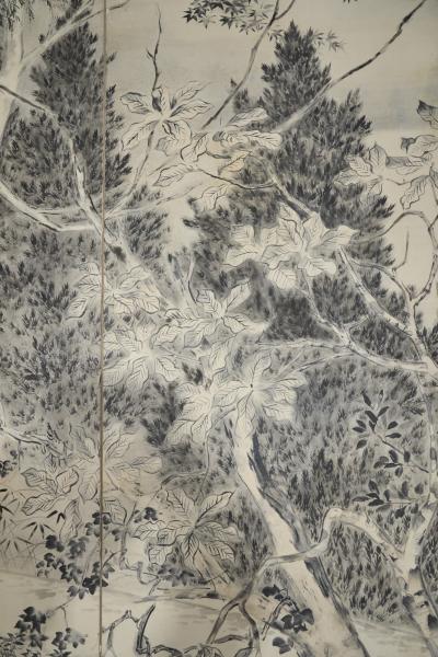 Japanese Six Panel Screen Into the Woods